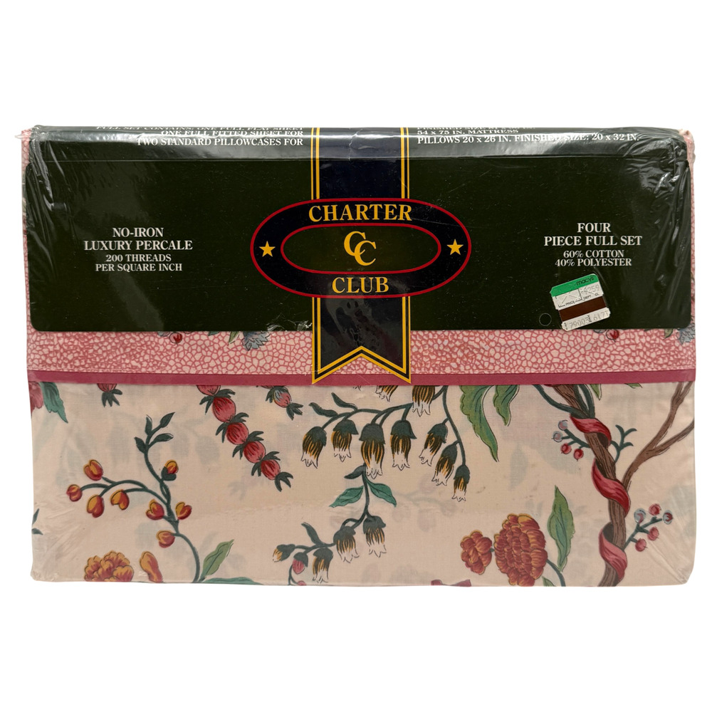 Charter Club 4 pc Full Double Sheet Set Ming Blossom Floral 604409 NOS Sealed